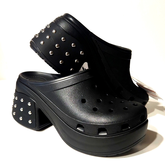NEW! Crocs Siren Studded Platform Clog Slip-On Black Shoes - Picture 15 of 16